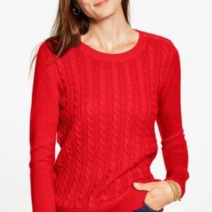 Talbots Vibrant Red Cable Knit Sweater